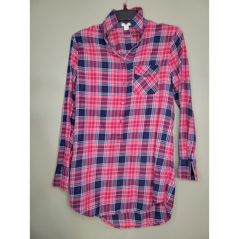 NWOT Women's J. Crew Plaid Collared Button Down T-Shirt Dress Size XXS 00